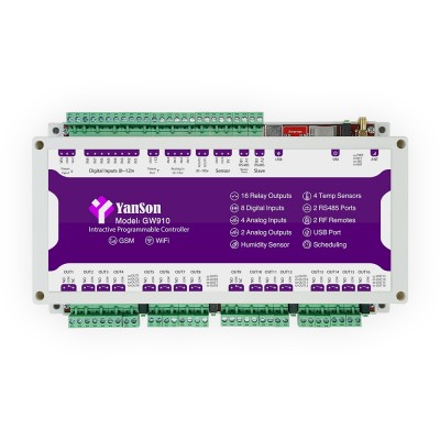 کنترلر برنامه پذیر پیامکی، وایفای و اینترنتی GW910